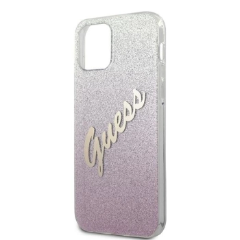 Etui Guess Glitter Gradient Script na iPhone 12 / iPhone 12 Pro - różowe