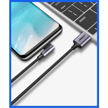 Kabel Ugreen US284 50942 USB-A (prosty) / USB-C (kątowy) 3A 2m - szary