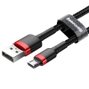 Baseus Cafule Cable wytrzymały nylonowy kabel przewód USB / micro USB 2A 3M czarno-czerwony (CAMKLF-H91)