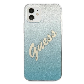 Etui Guess Glitter Gradient Script na iPhone 12 mini - niebieskie