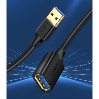 Ugreen kabel przewód przedłużacz przejściówka USB 3.0 (żeński) - USB 3.0 (męski) 2 m czarny (US129 10373)