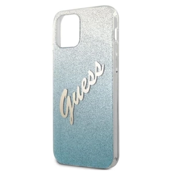 Etui Guess Glitter Gradient Script na iPhone 12 / iPhone 12 Pro - niebieskie