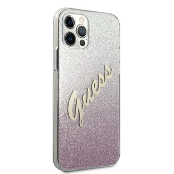 Etui Guess Glitter Gradient Script na iPhone 12 Pro Max - różowe