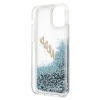 Etui Guess Glitter Vintage Script na iPhone 12 mini - niebieskie