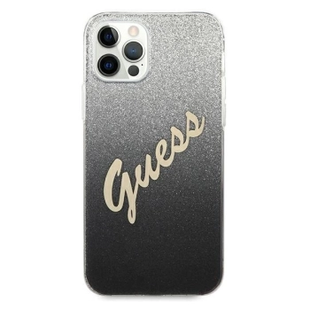 Etui Guess Glitter Gradient Script na iPhone 12 Pro Max - czarne