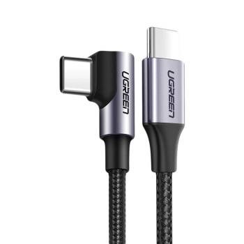 Kabel Ugreen US255 50123 USB-C (prosty) / USB-C (kątowy) PD QC 60W 3A 1m - szary