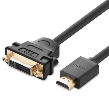 Ugreen kabel przewód adapter przejściówka DVI 24+5 pin (żeński) - HDMI (męski) 22 cm czarny (20136)