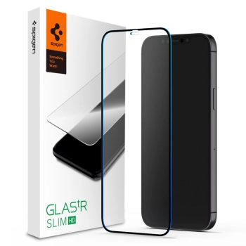 Szkło hartowane Spigen Glass FC na iPhone 12 Pro Max - czarne