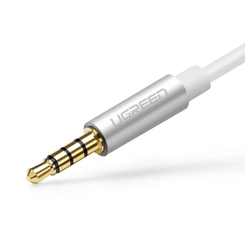 Ugreen kabel przewód rozdzielacz słuchawkowy 3,5 mm mini jack AUX mikrofon 20cm (mikrofon + wyjście stereo) srebrny (30619)