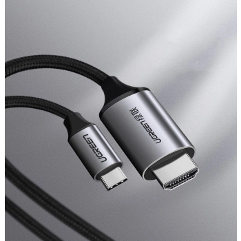 Ugreen kabel przewód HDMI - USB Typ C 4K 60 Hz 1,5 m czarno-szary (MM142 50570)