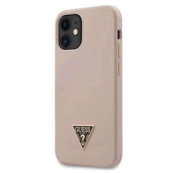 Etui Guess Silicone Triangle Logo na iPhone 12 mini - jasnoróżowe