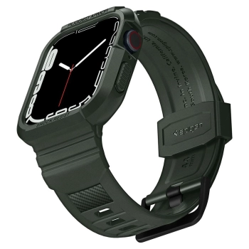 Etui z paskiem Spigen Rugged Armor Pro na Apple Watch 4 / 5 / 6 / 7 / 8 / SE (44/45 mm) - zielone