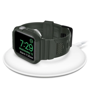 Etui z paskiem Spigen Rugged Armor Pro na Apple Watch 4 / 5 / 6 / 7 / 8 / SE (44/45 mm) - zielone