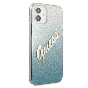 Etui Guess Glitter Gradient Script na iPhone 12 mini - niebieskie