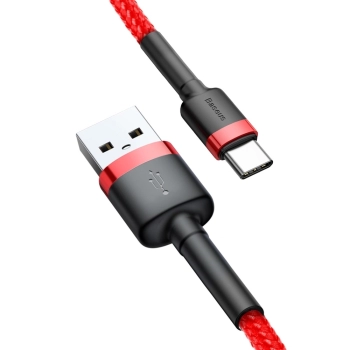 Baseus Cafule Cable wytrzymały nylonowy kabel przewód USB / USB-C QC3.0 2A 2M czerwony (CATKLF-C09)