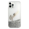 Etui Guess Glitter Vintage Script na iPhone 12 Pro Max - srebrne