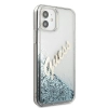 Etui Guess Glitter Vintage Script na iPhone 12 mini - niebieskie