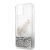 Etui Guess Glitter Vintage Script na iPhone 12 Pro Max - srebrne