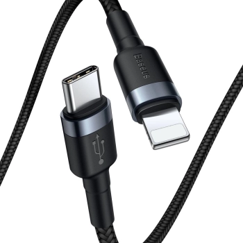 Kabel Baseus CATLKLF-G1 Lightning - USB-C PD QC 18W 480Mb/s 1m - czarno-szary