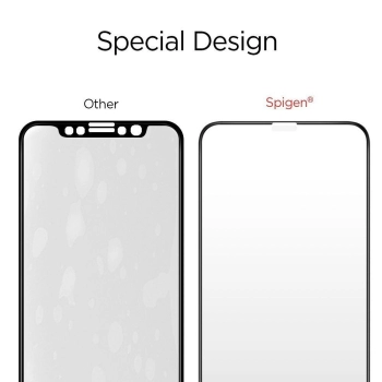 Szkło hartowane Spigen Glass FC z czarną ramką na iPhone X / XS / 11 Pro