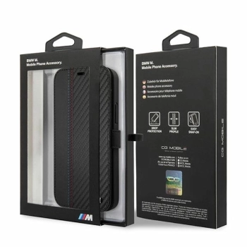 Etui BMW M Collection PU Carbon Stripe na iPhone 12 mini - czarne