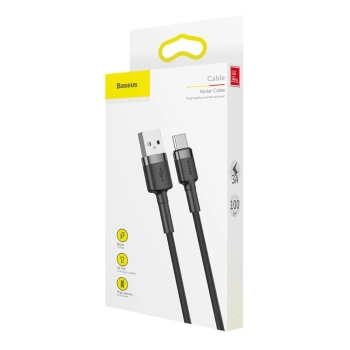 Kabel Baseus Cafule USB-A / USB-C QC 3.0 3A 1 m - czarno-szary