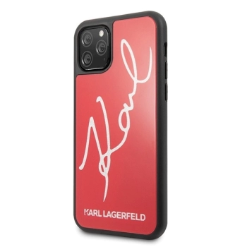 Etui Karl Lagerfeld Signature Glitter na iPhone 11 Pro - czerwone