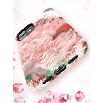 Kingxbar Agate Series eleganckie etui pokrowiec z nadrukiem agat iPhone 12 mini czerwony