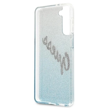 Etui Guess Glitter Gradient Script na Samsung Galaxy S21+ - niebieskie