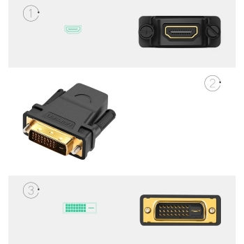 Ugreen przejściówka HDMI (żeński) - DVI 24+1 (męski) FHD 60 Hz czarny (20124)