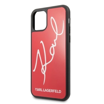 Etui Karl Lagerfeld Signature Glitter na iPhone 11 Pro Max - czerwone