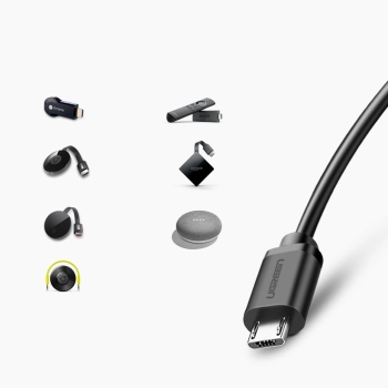 Karta sieciowa Ugreen 30985 zewnętrzna do Chromecast ze złączami micro USB / USB-A 100Mb/s 1m - czarna