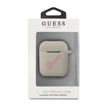 Etui Guess Silicone Vintage na AirPods 1/2 - szaro-różowe