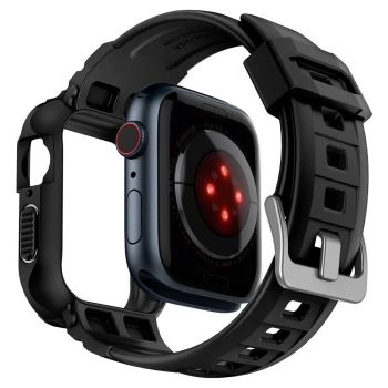 Etui z paskiem Spigen Rugged Armor Pro na Apple Watch 4 / 5 / 6 / 7 / 8 / SE (44/45 mm) - czarne