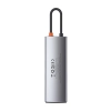 HUB Baseus Metal Gleam 8w1 USB-C - USB-C PD 100W 1x HDMI 4K 30Hz 1x czytnik kart SD i microSD 3x USB-A 3.2 1xRJ45 - szary