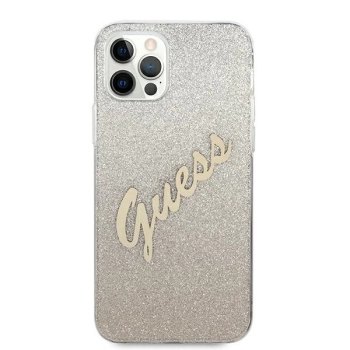 Etui Guess Glitter Gradient Script na iPhone 12 / iPhone 12 Pro - złote