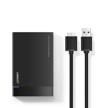 Ugreen kieszeń na dysk HDD SSD obudowa dysku SATA 2,5'' USB 3.2 Gen 1 (5 Gbps) micro USB SuperSpeed + kabel 0,5 m czarny (US221 30848)