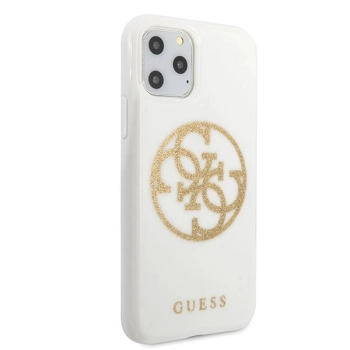 Etui Guess Glitter 4G Circle Logo na iPhone 11 Pro Max - białe