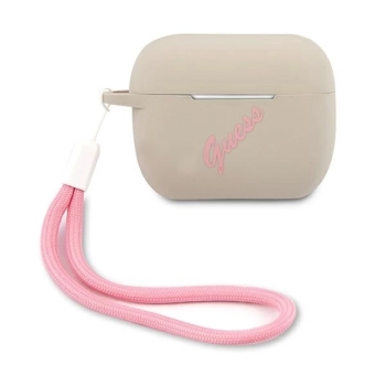 Etui Guess Silicone Vintage na AirPods Pro - szaro-różowe