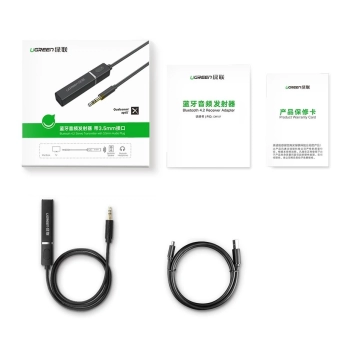 Ugreen transmiter Bluetooth 5.0 bezprzewodowy adapter audio 3,5 mm mini jack czarny (40761 CM107)