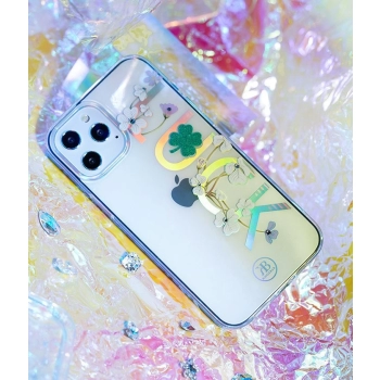 Kingxbar Lucky Series etui ozdobione oryginalnymi Kryształami Swarovskiego iPhone 12 mini przezroczysty (Clover)