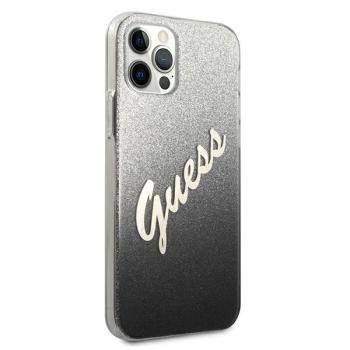 Etui Guess Glitter Gradient Script na iPhone 12 Pro Max - czarne