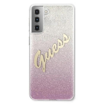 Etui Guess Glitter Gradient Script na Samsung Galaxy S21+ - różowe