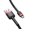 Baseus Cafule Cable wytrzymały nylonowy kabel przewód USB / micro USB 2A 3M czarno-czerwony (CAMKLF-H91)