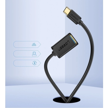 Adapter Ugreen US154 30701 USB-A 3.0 (żeński) / USB-C 3.0 (męski) OTG - czarny