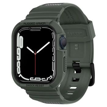 Etui z paskiem Spigen Rugged Armor Pro na Apple Watch 4 / 5 / 6 / 7 / 8 / SE (44/45 mm) - zielone