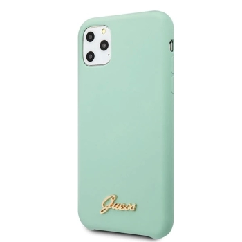 Etui Guess Silicone Vintage Gold Logo na iPhone 11 Pro Max - zielone