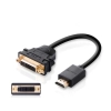 Ugreen kabel przewód adapter przejściówka DVI 24+5 pin (żeński) - HDMI (męski) 22 cm czarny (20136)