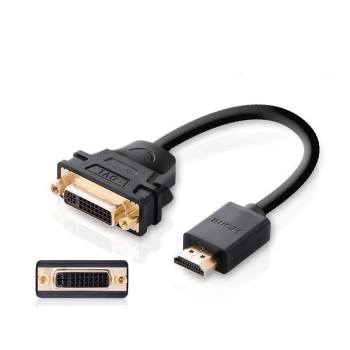 Ugreen kabel przewód adapter przejściówka DVI 24+5 pin (żeński) - HDMI (męski) 22 cm czarny (20136)