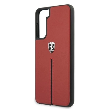 Etui Ferrari Off Track Leather Nylon Stripe na Samsung Galaxy S21+ - czerwone